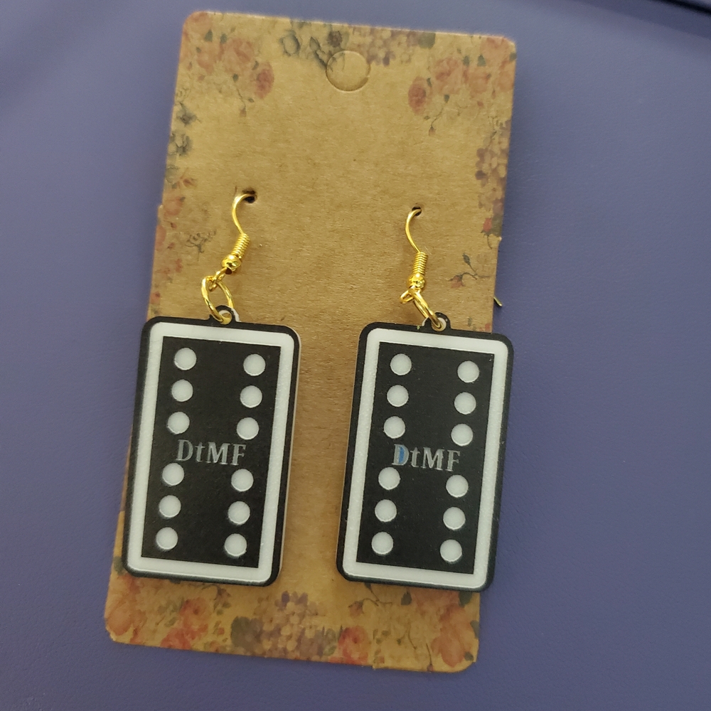 Black and White Domino Earrings Debi Tirar Mas Fotos DTMF BAD BUNNY READY.